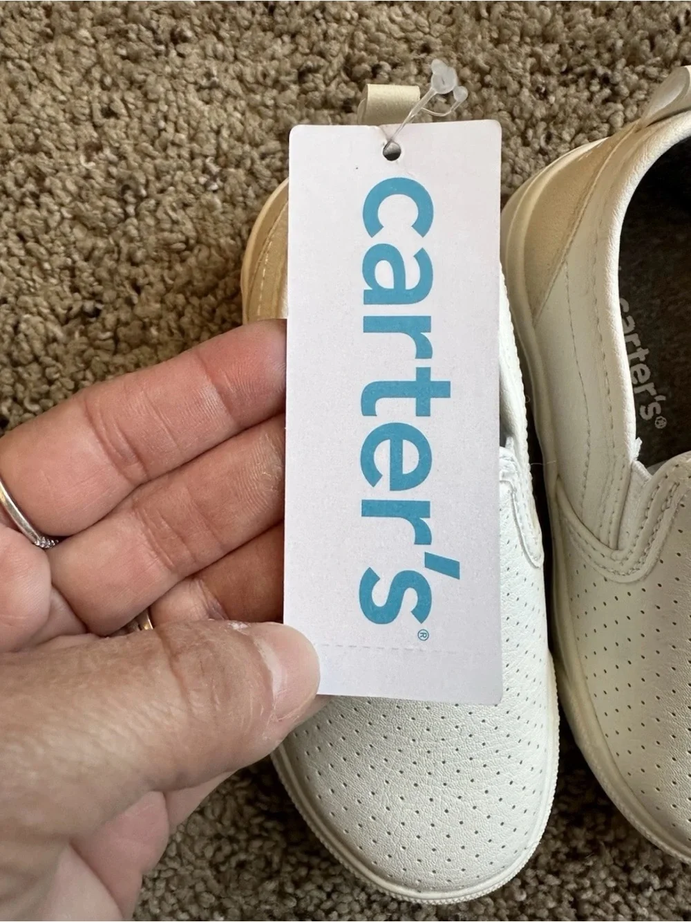 Carter's White Perforated Slip-On Kids Sneakers